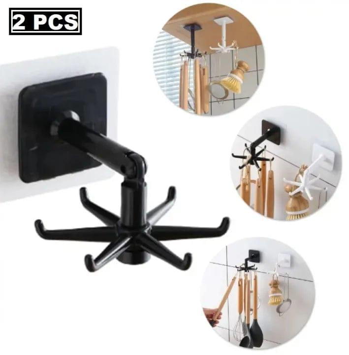 Wall Mount Rotating Hooks – 360° Swivel Organizer
