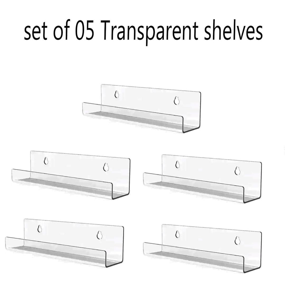 🖼️ 5-Piece Acrylic Wall Shelves Set – Stylish, Modern &amp; Functional Décor! ✨🏠